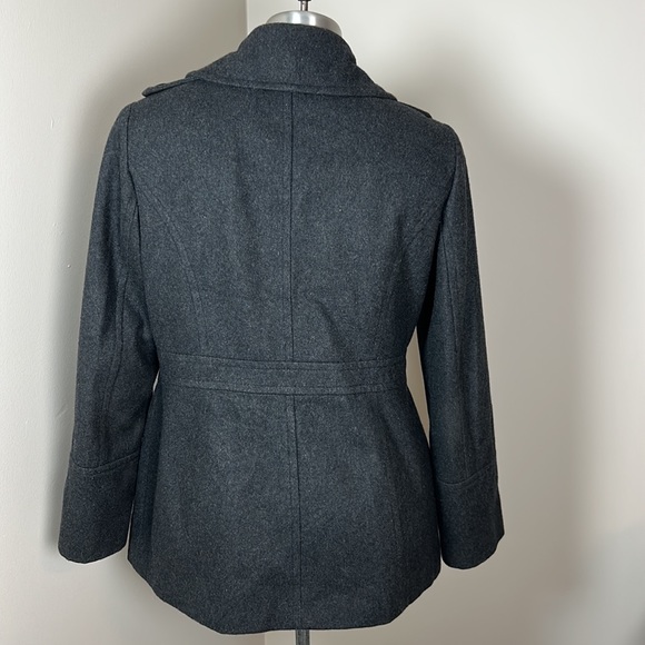 MICHAEL KORS Dark Gray Wool Blend Pea Coat Jacket Size Large - Picture 3 of 5